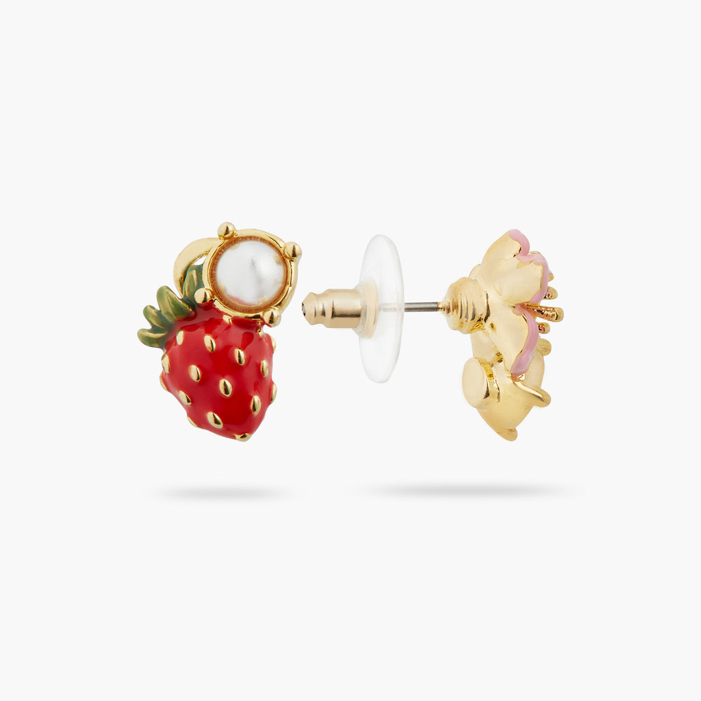 Les Néréides Ohrstecker Walderdbeere & Rosa Blüte
